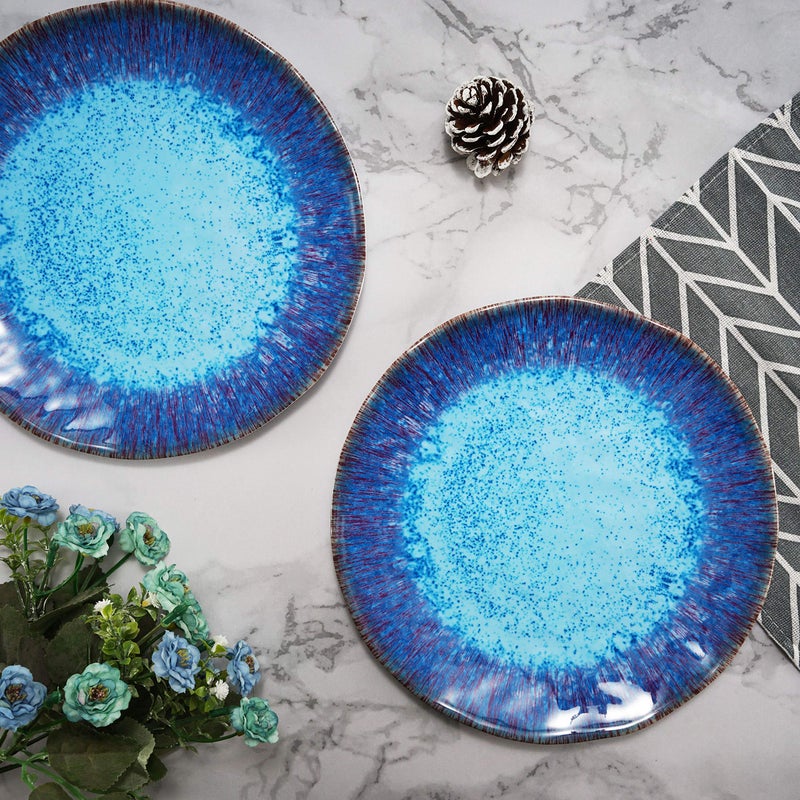 Topmela Melamine Salad Plate Plastic Dinner Plastic Plate Set of 6 Pcs 9 inch Round Lightweight Plates Shatter Proof Chip Resistant Dishwasher Safe Not Microware Not Oven(Deep Blue) - Image 5